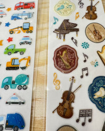 JAPANESE RAISED GLITTER STICKERS | 6 DESIGNS  OBJECTS | NB