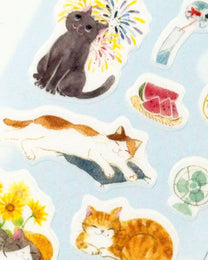 JAPANESE SEASONAL WASHI STICKERS CATS &amp; BIRDS  | NB