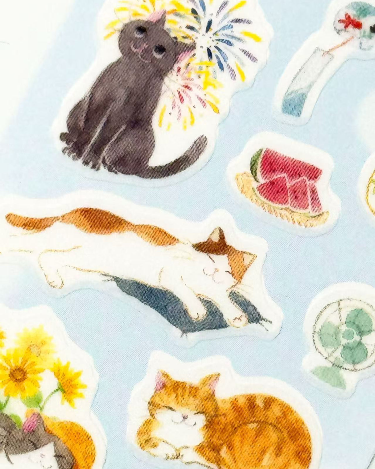 JAPANESE SEASONAL WASHI STICKERS CATS &amp; BIRDS  | NB