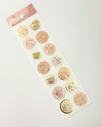 PRIER EMBROIDERED FLORAL SEALING STICKERS | PEARL PAPER &amp; GOLD FOIL  | NB