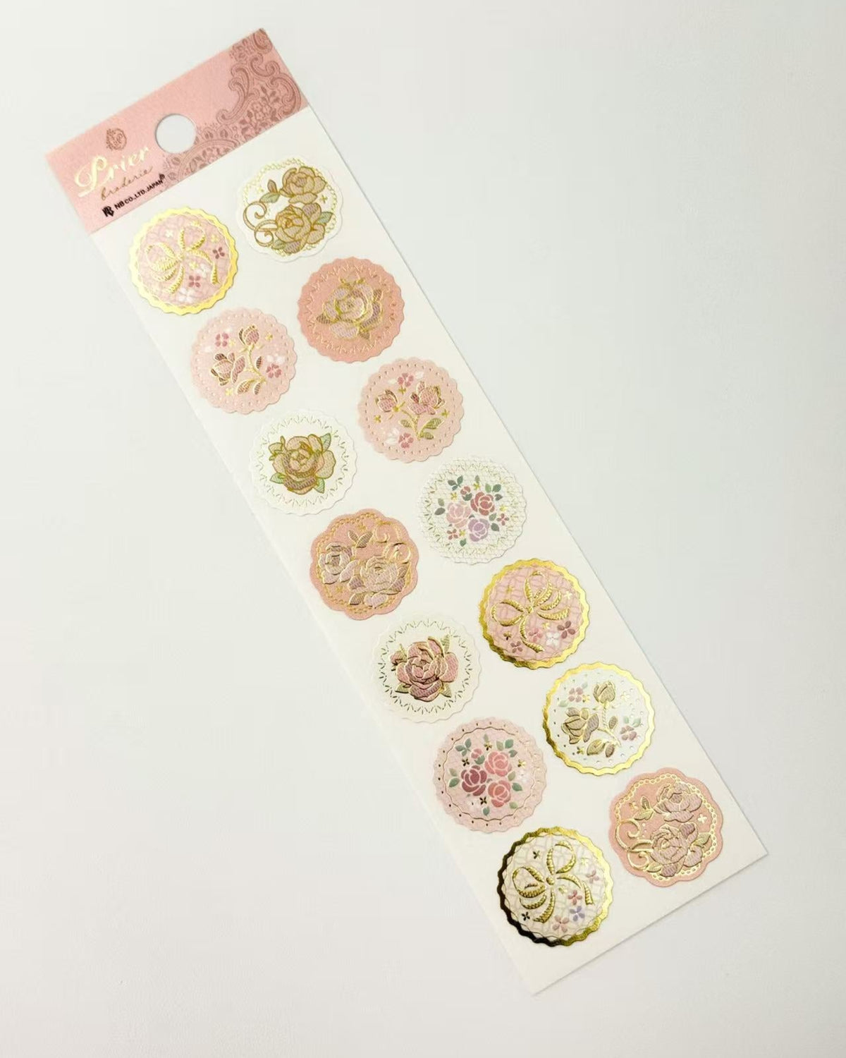 PRIER EMBROIDERED FLORAL SEALING STICKERS | PEARL PAPER &amp; GOLD FOIL  | NB