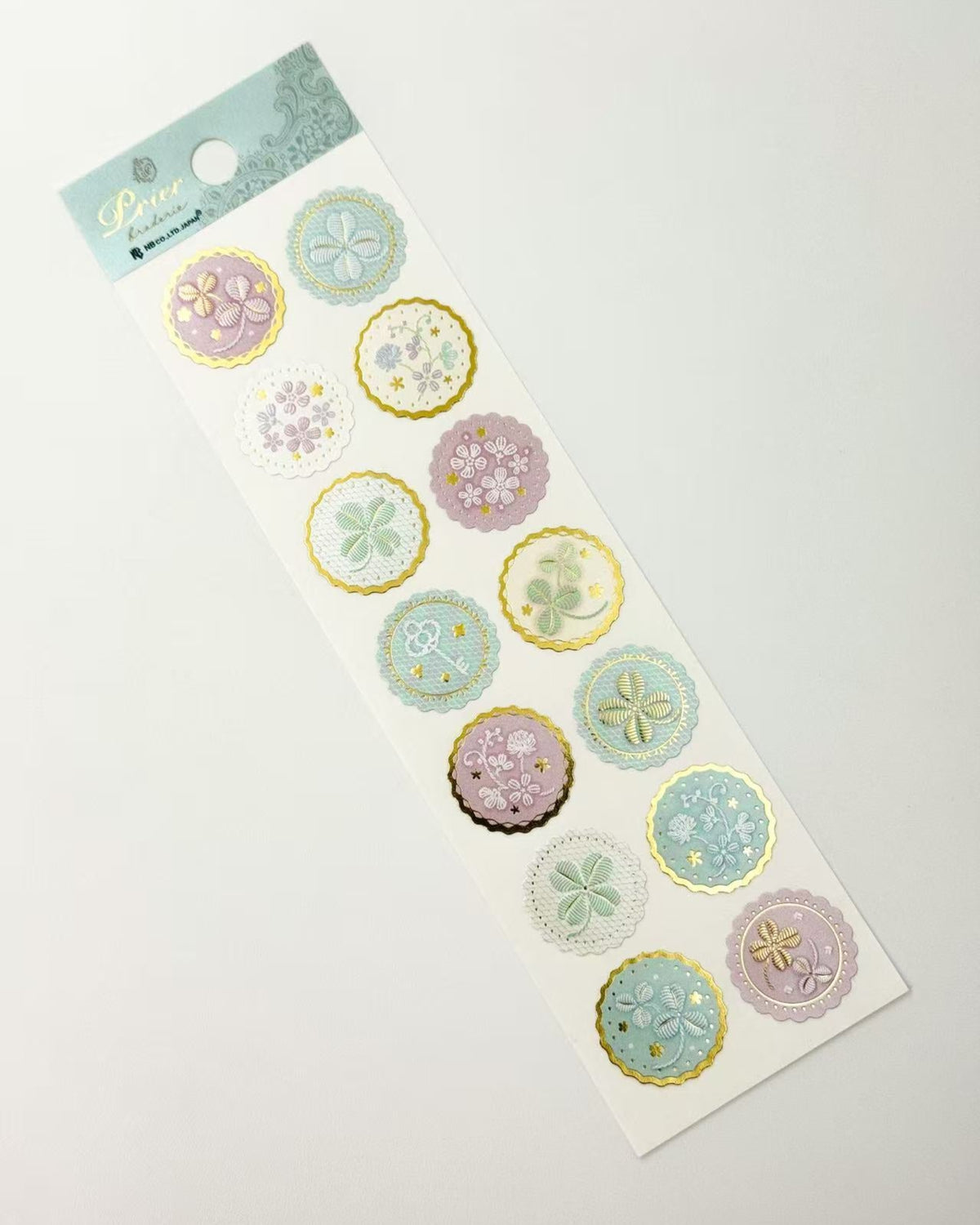 PRIER EMBROIDERED FLORAL SEALING STICKERS | PEARL PAPER &amp; GOLD FOIL  | NB