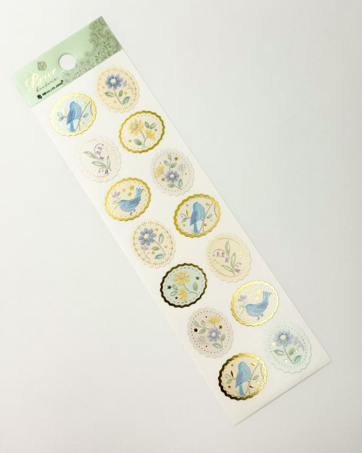 PRIER EMBROIDERED FLORAL SEALING STICKERS | PEARL PAPER &amp; GOLD FOIL  | NB