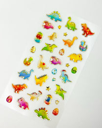 JAPANESE CLEAR RESIN STICKERS  | GOLD FOIL HEARTS &amp; DINOSAURS  | NB