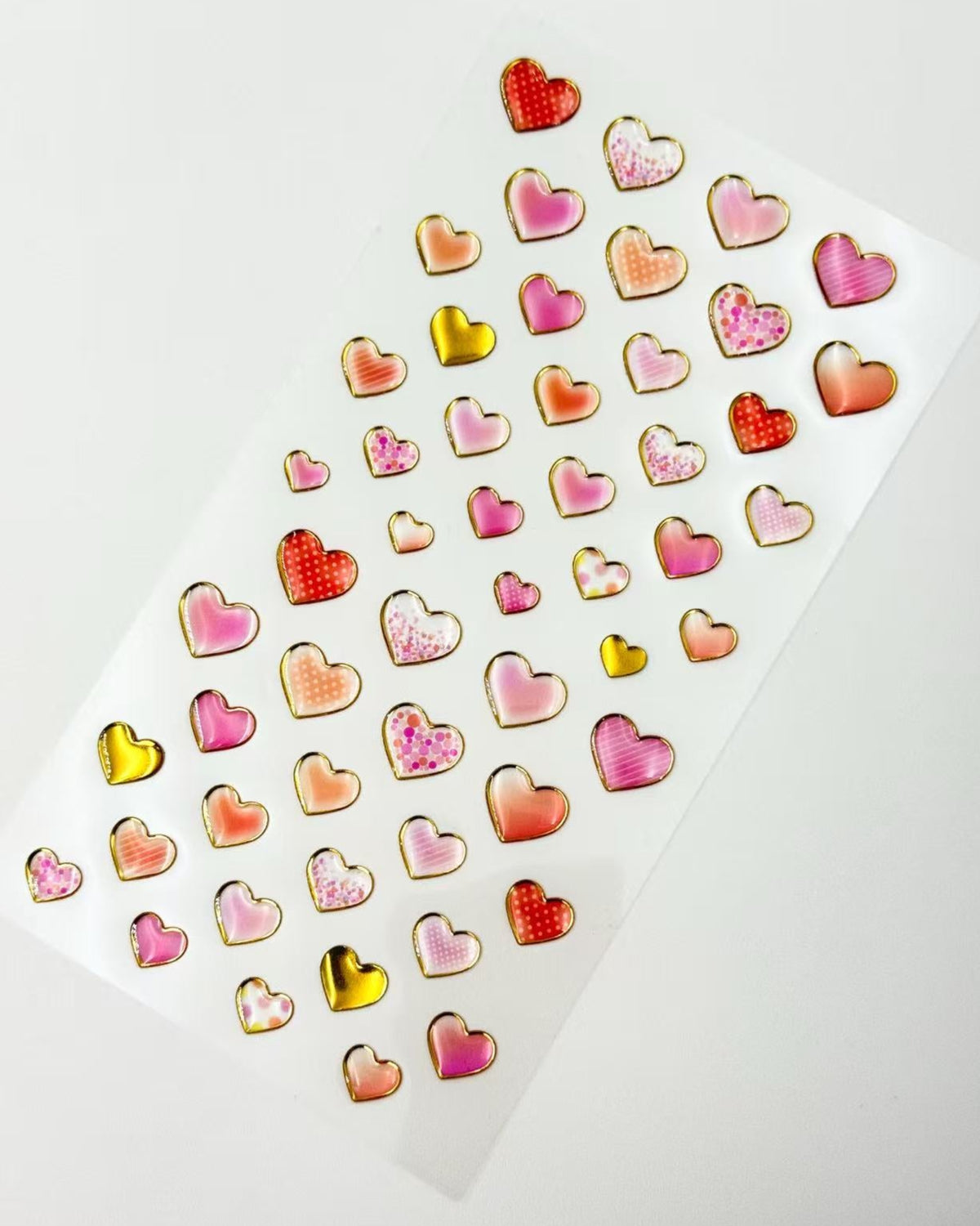 JAPANESE CLEAR RESIN STICKERS  | GOLD FOIL HEARTS &amp; DINOSAURS  | NB