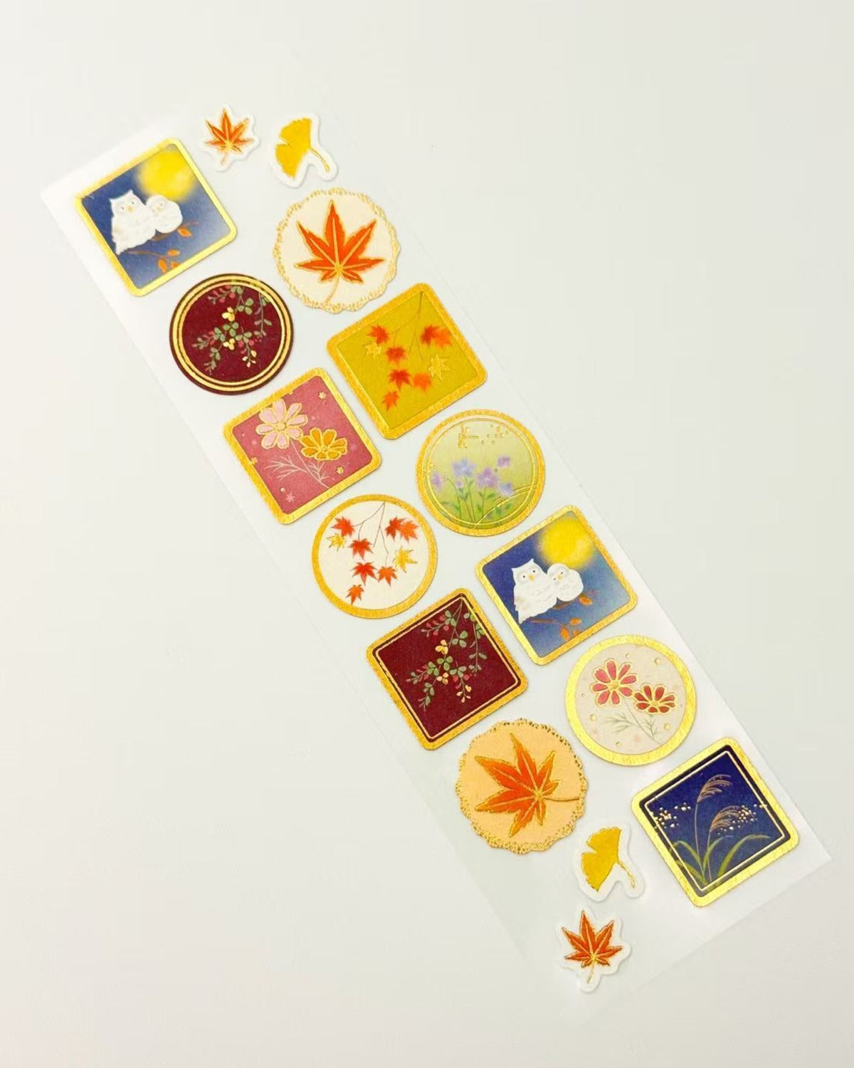 JAPANESE SEASONAL WASHI STICKERS WITH GOLD FOIL | 7 DESIGNS | NB