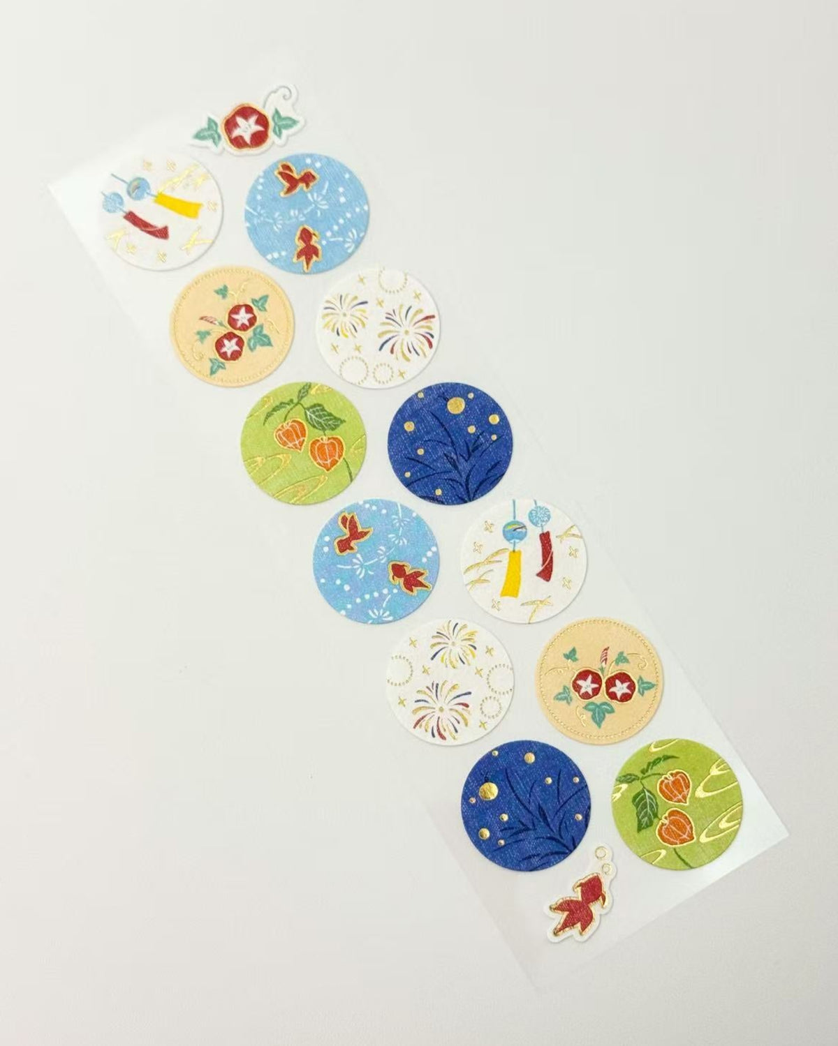 JAPANESE SEASONAL WASHI STICKERS WITH GOLD FOIL | 7 DESIGNS | NB