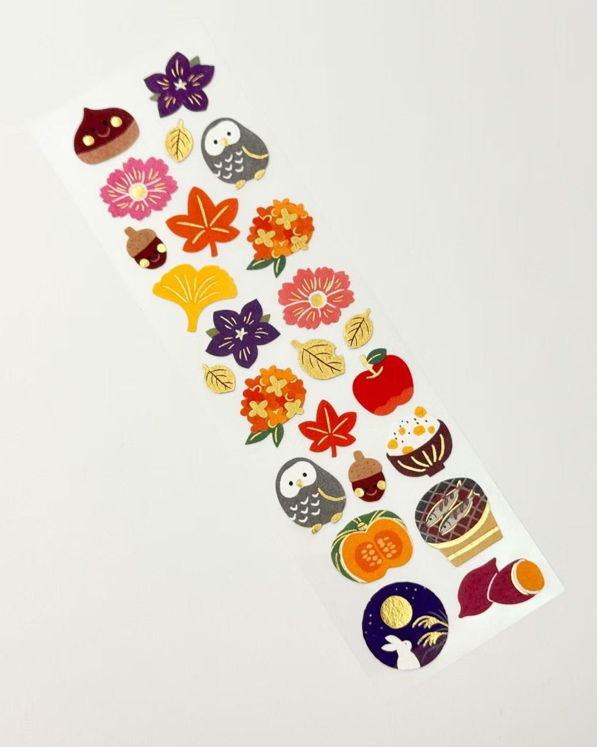 JAPANESE SEASONAL WASHI STICKERS WITH GOLD FOIL | 7 DESIGNS | NB