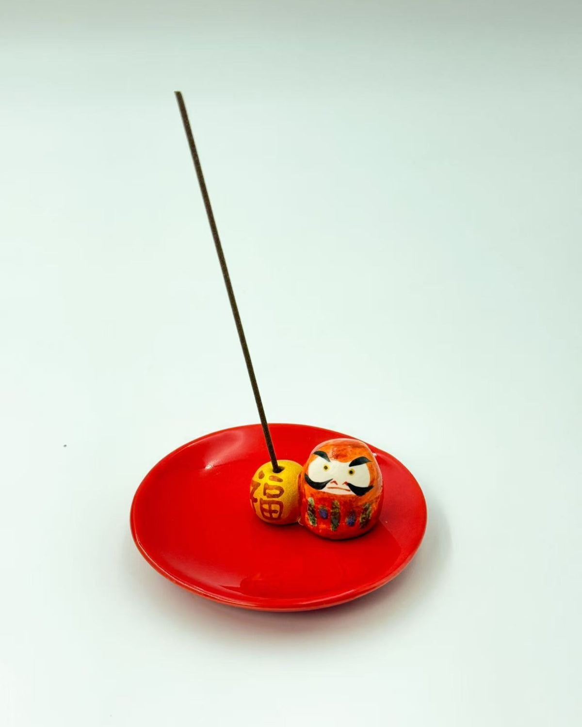 DARUMA &amp; GOOD FORTUNE INCENSE HOLDER SET | JAPANESE LUCKY CHARM