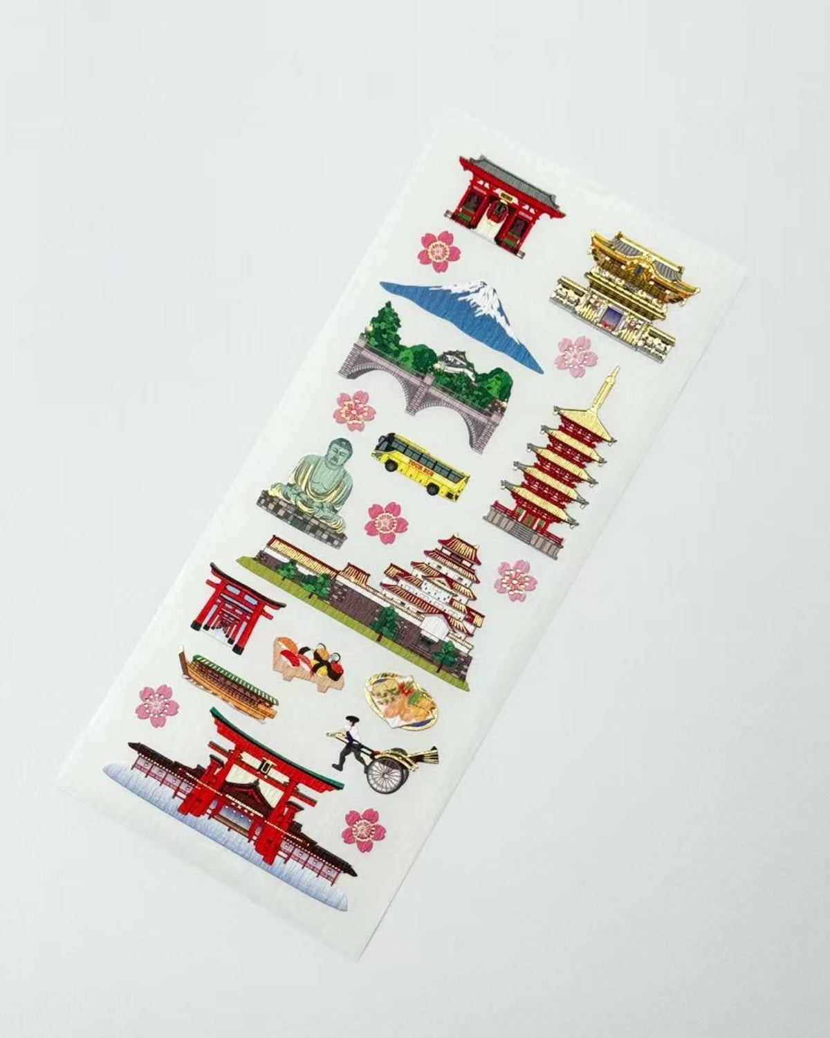JAPANESE LANDMARK &amp; MOUNT FUJI STICKERS | GOLD ACCENT | OKUYAMA