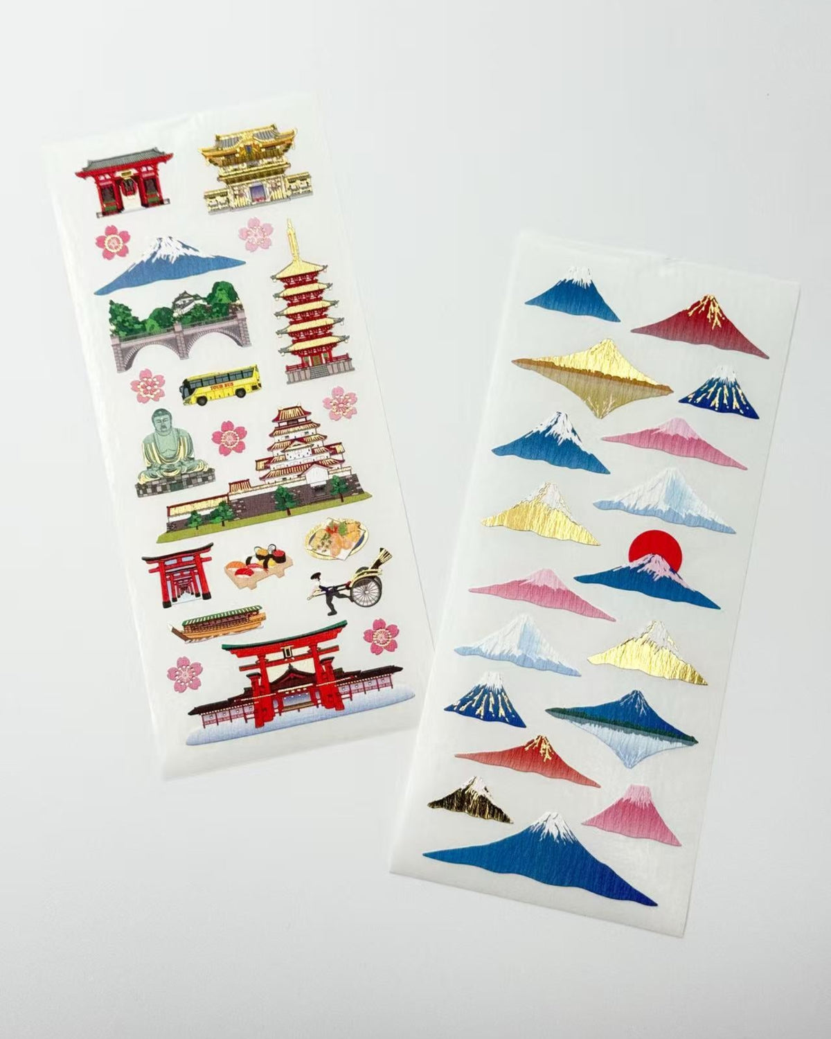 JAPANESE LANDMARK &amp; MOUNT FUJI STICKERS | GOLD ACCENT | OKUYAMA