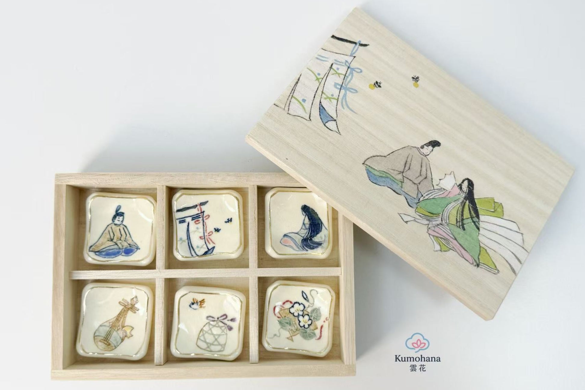 HANDMADE JAPANESE CHOPSTICK REST SET | THE TALE OF GENJI | TOUSENGAMA 陶泉窯