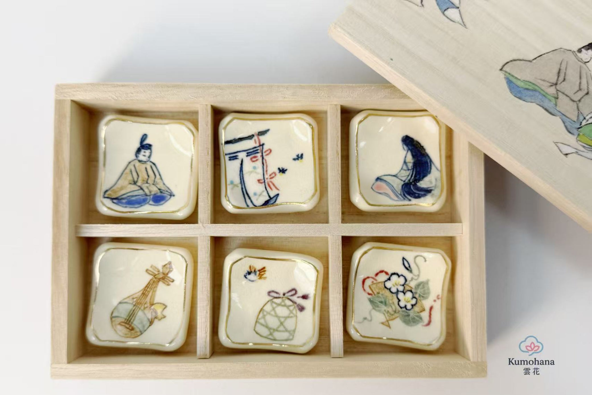 HANDMADE JAPANESE CHOPSTICK REST SET | THE TALE OF GENJI | TOUSENGAMA 陶泉窯
