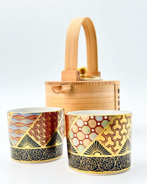 KIYOMIZU WARE SAKE CUP | KINSAI NEJIRIKOMON 金彩捻小紋 | NISHIKAWA