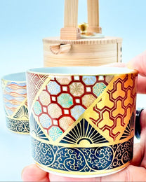 KIYOMIZU WARE SAKE CUP | KINSAI NEJIRIKOMON 金彩捻小紋 | NISHIKAWA