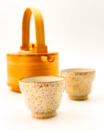 KIYOMIZU WARE SAKE CUP | GOLD CHERRY GLOWER | KINSAI SAKURA-ZUME 金彩桜詰 | NISHIKAWA
