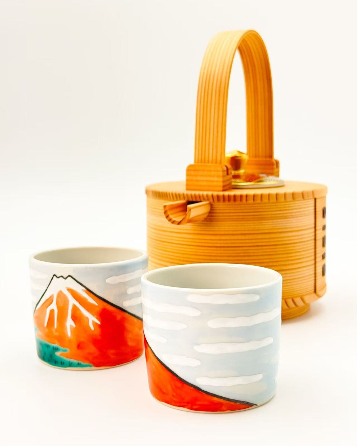 KIYOMIZU WARE SAKE CUP BY Kōhō KILN | AKAFUJI 赤富士 | NISHIKAWA