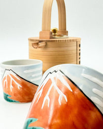 KIYOMIZU WARE SAKE CUP BY Kōhō KILN | AKAFUJI 赤富士 | NISHIKAWA