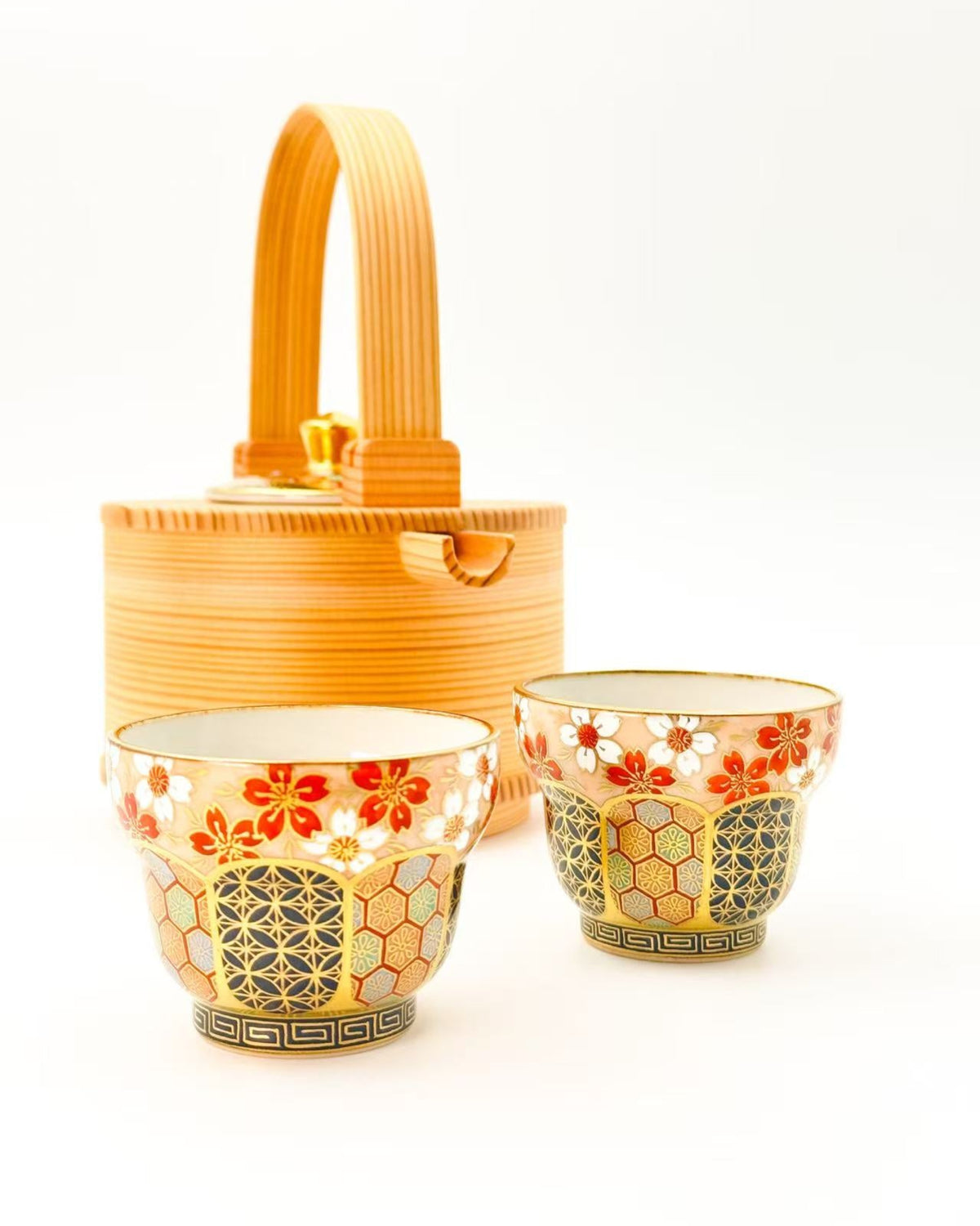 KIYOMIZU WARE SAKE CUP by Kōhō Kiln | FUCHI HANAKOMON 渕花小紋 | NISHIKAWA