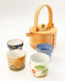 KIYOMIZU WARE SAKE SERVER | KINSAI NEJIKOMON MAGEWAPPA 金彩捻小紋 曲げわっぱ | NISHIKAWA