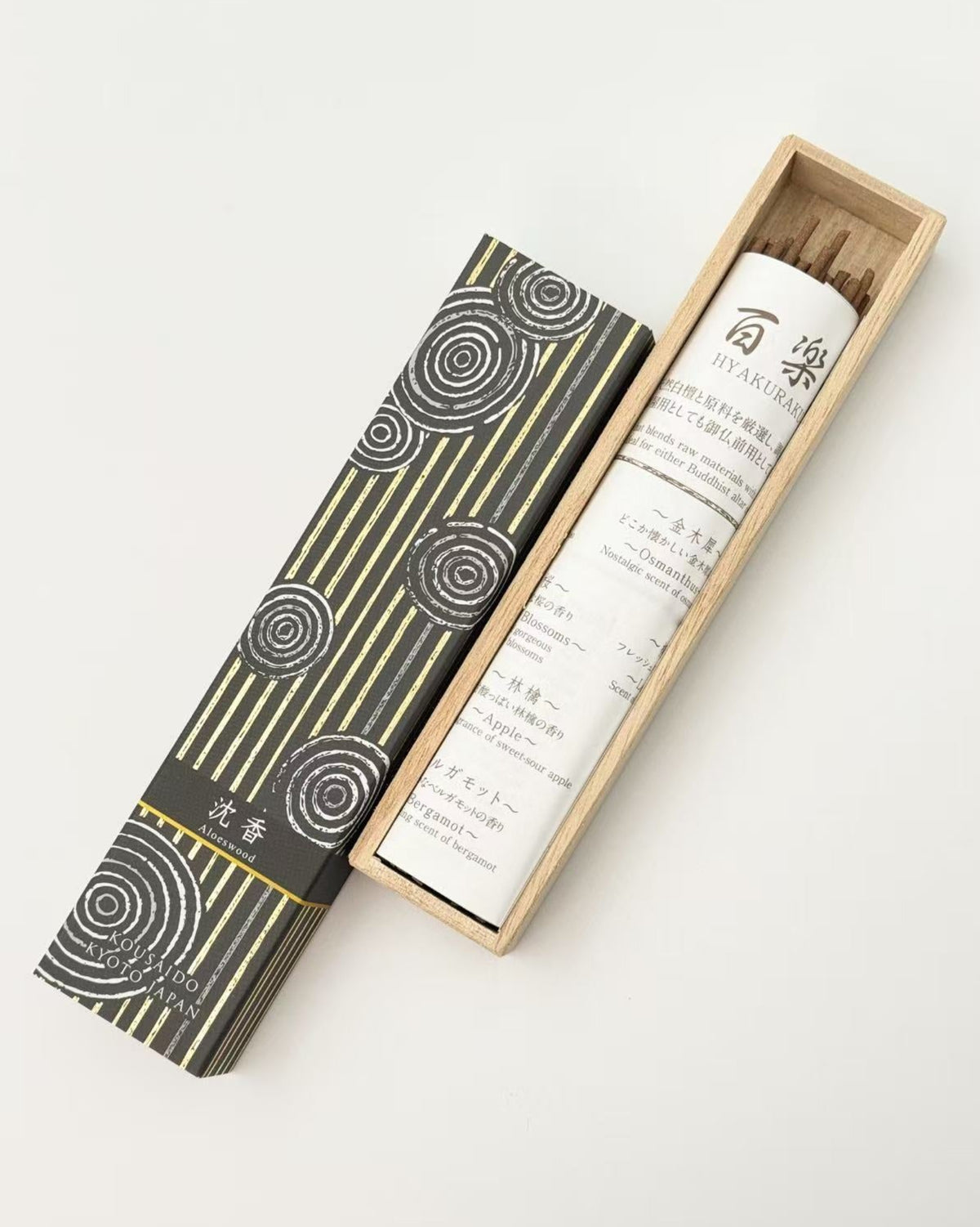 JAPANESE LONG INCENSE STICKS | HYAKURAKU-KOU FRAGRANCE COLLECTION – 8 SCENTS | KOUSAIDO 香彩堂